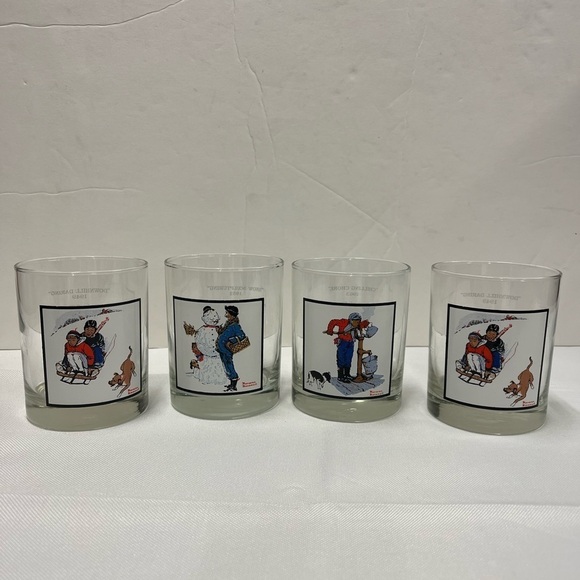 4 Vintage Arby's Norman Rockwell Pepsi Collector Glass Winter Scenes Drinkware - Picture 2 of 11
